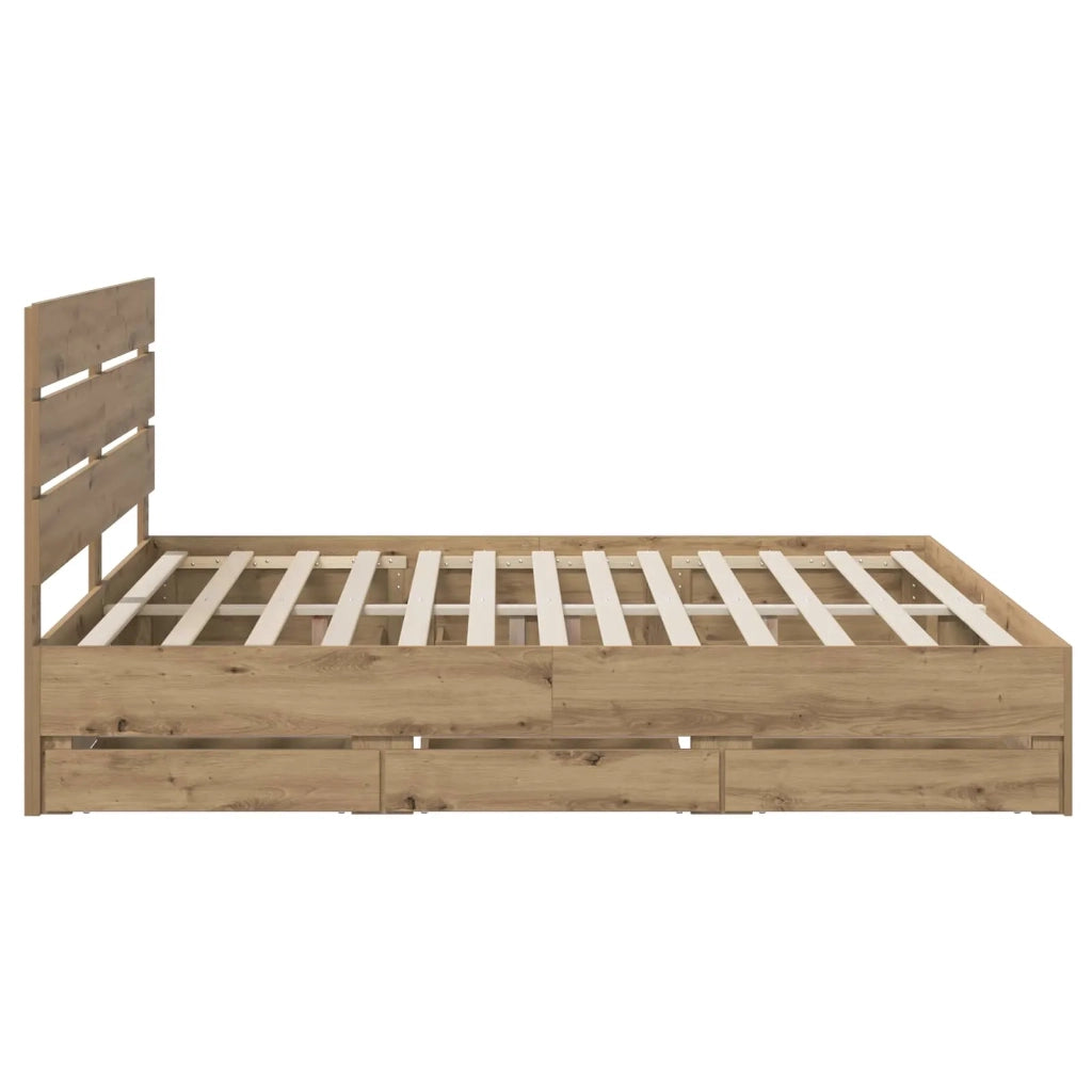 Bed Frame with Storage and Headboard Artisan Oak 180 x 200 cm 3445834