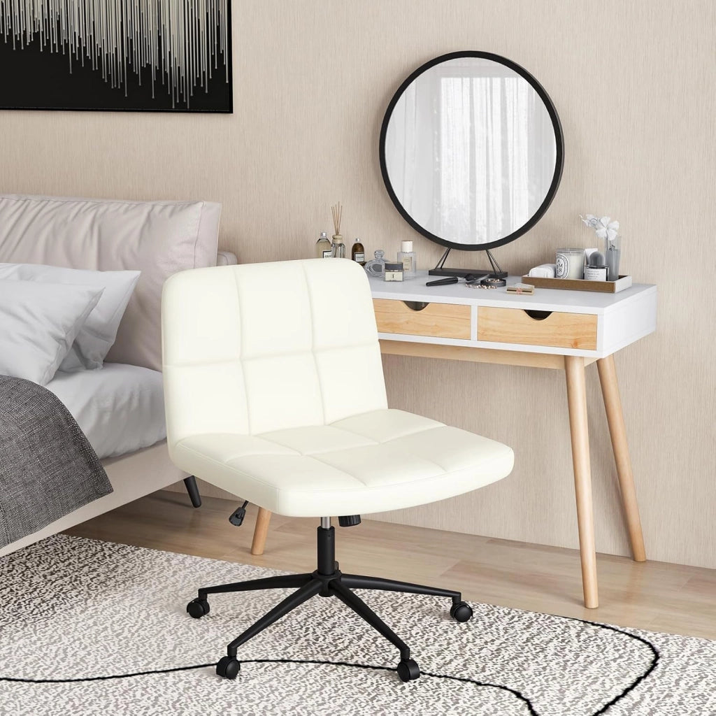 Sedia da ufficio con ruote, sedia girevole rivestita, 70 x 70 x 79-87 cm, altezza regolabile e sollevamento a gas, meccanismo di bilanciamento, per ufficio, soggiorno