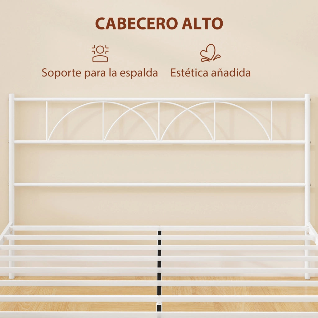 Letto Contenitore Matrimoniale con Testiera ¨C Zephmum ¨C 160x200 cm in Acciaio