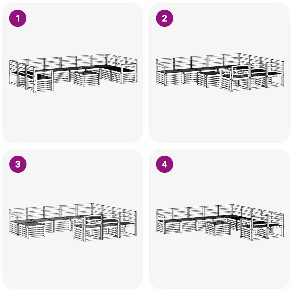 Set di divani da esterno 11 pcs Bianco 59 x 59 x 37 cm 3392609
