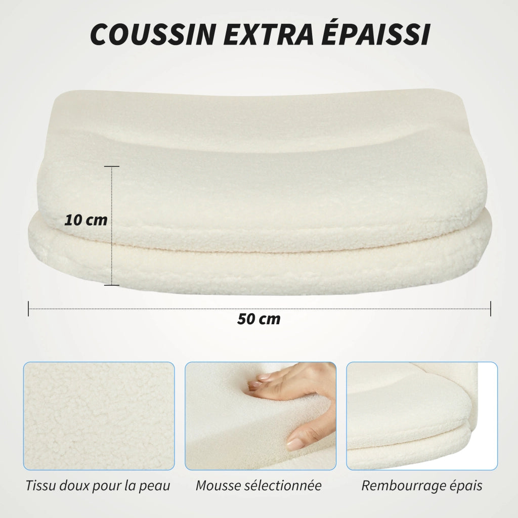 Poltrona da ufficio girevole con altezza regolabile e funzione dondolo ¨C zephmum ¨C crema 61.5x65x91-101cm