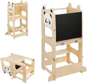 Tavolo educativo 3 in 1 Montessori, trasformabile in tavolo da pranzo con sedile, sgabello da cucina e seggiolina da tavolo