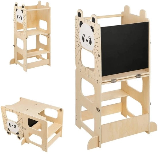 Tavolo educativo 3 in 1 Montessori, trasformabile in tavolo da pranzo con sedile, sgabello da cucina e seggiolina da tavolo