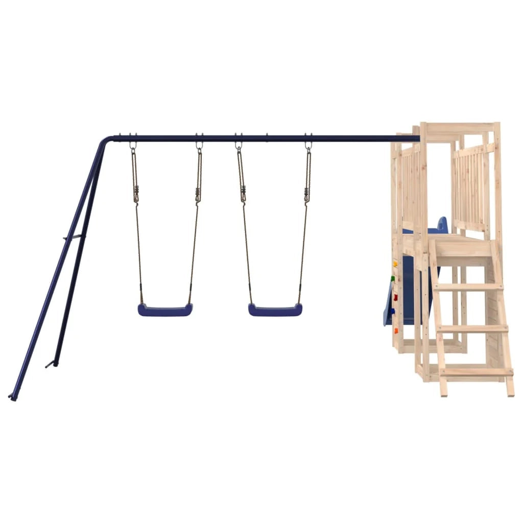 Altalena per parco giochi all'aperto scivolo altalena robusta giochi da giardino 308 x 461 x 169 cm legno di pino massiccio 02_0004897