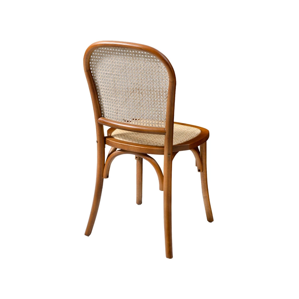 Set di 2 sedie vintage in legno e rattan, noce