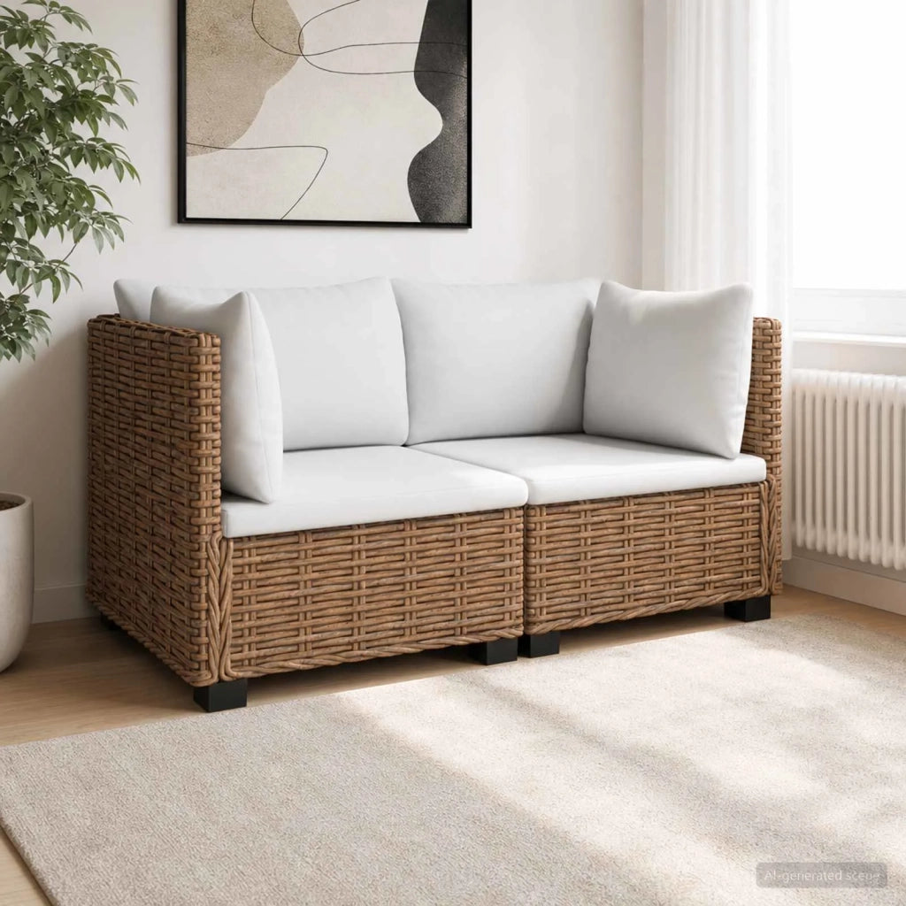 2 pz Set Lounge in Rattan con Cuscini GENDT Rattan naturale 3429856