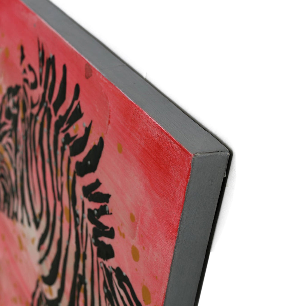 Quadro dipinto a olio su tela Zebra pop art 70x70 cm — fatto a mano