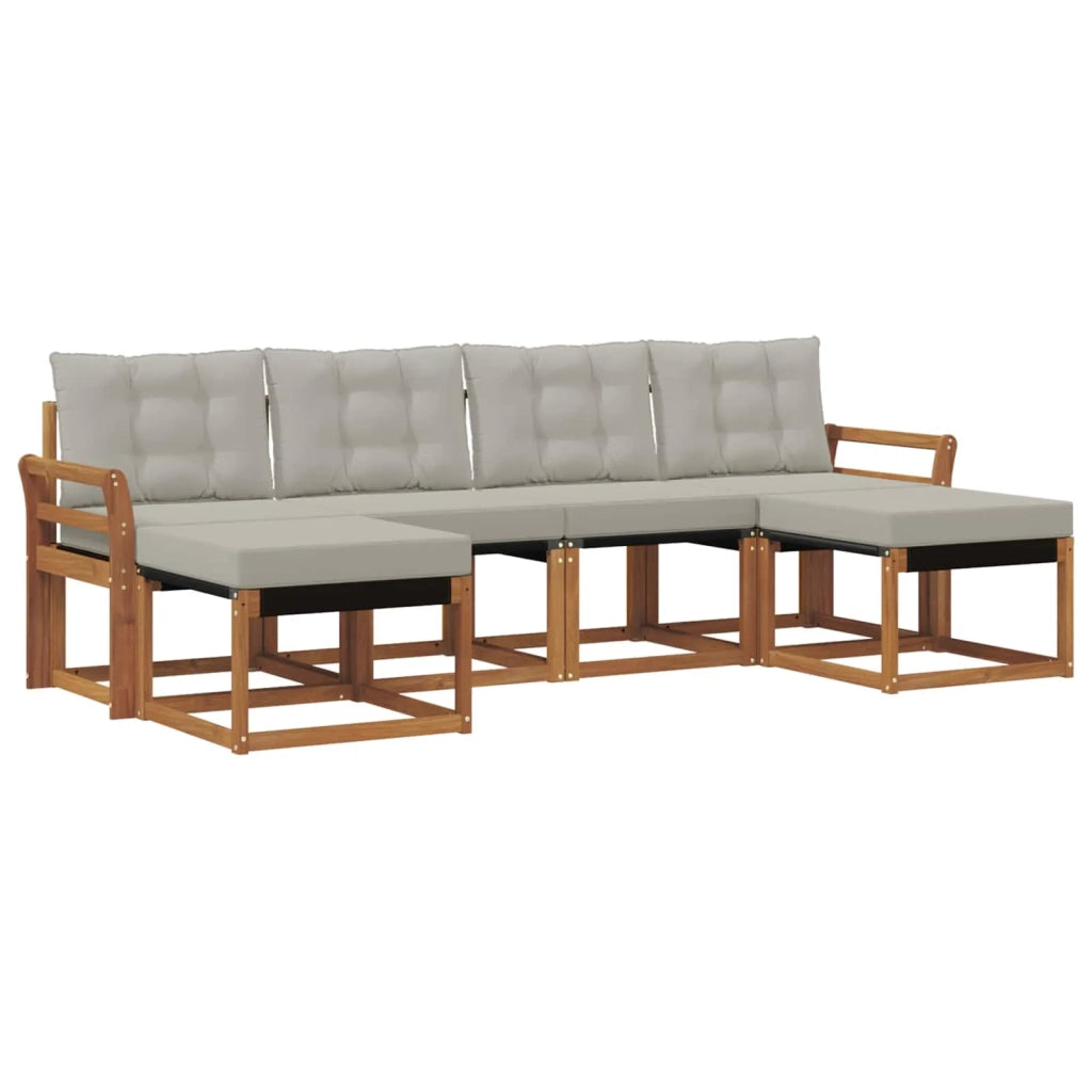 Set di divani da esterno 6 pcs Grigio Naturale e Chiaro