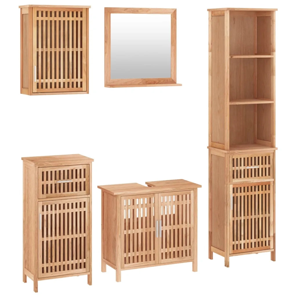 Set Mobili da Bagno 5pz in Legno Massello di Noce
