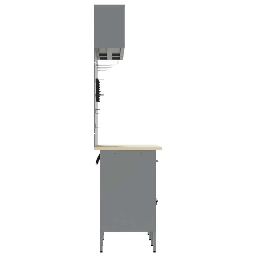 Mobile da lavoro 8 pcs Rosso Legno ingegnerizzato e acciaio 3321459