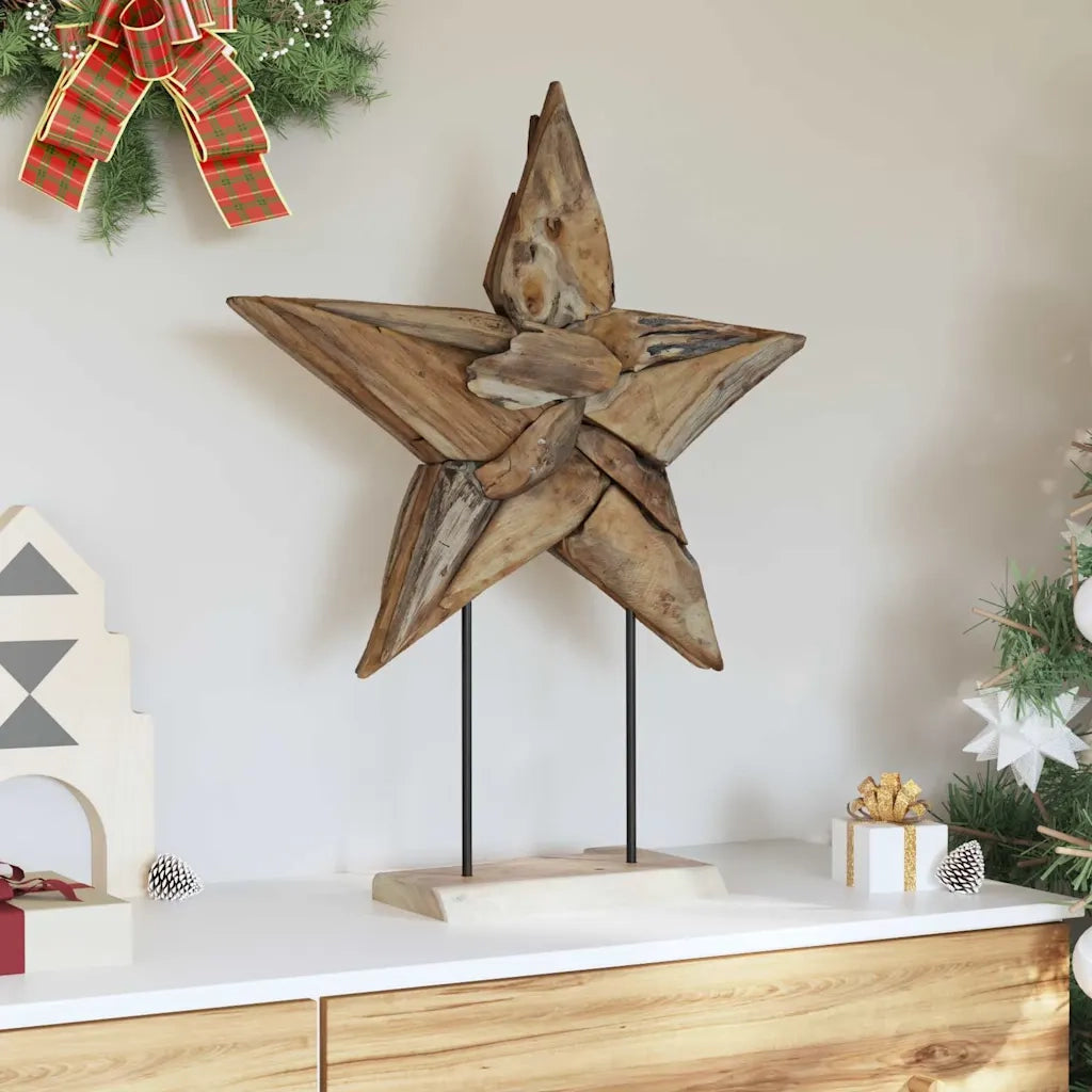 Stella di Natale Marrone 59,5 x 18 x 74 cm Legno di teak solido