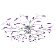 Lampadario Foglie e Bracci in Cristallo Acrilico 5 E14 Viola CFW6911730