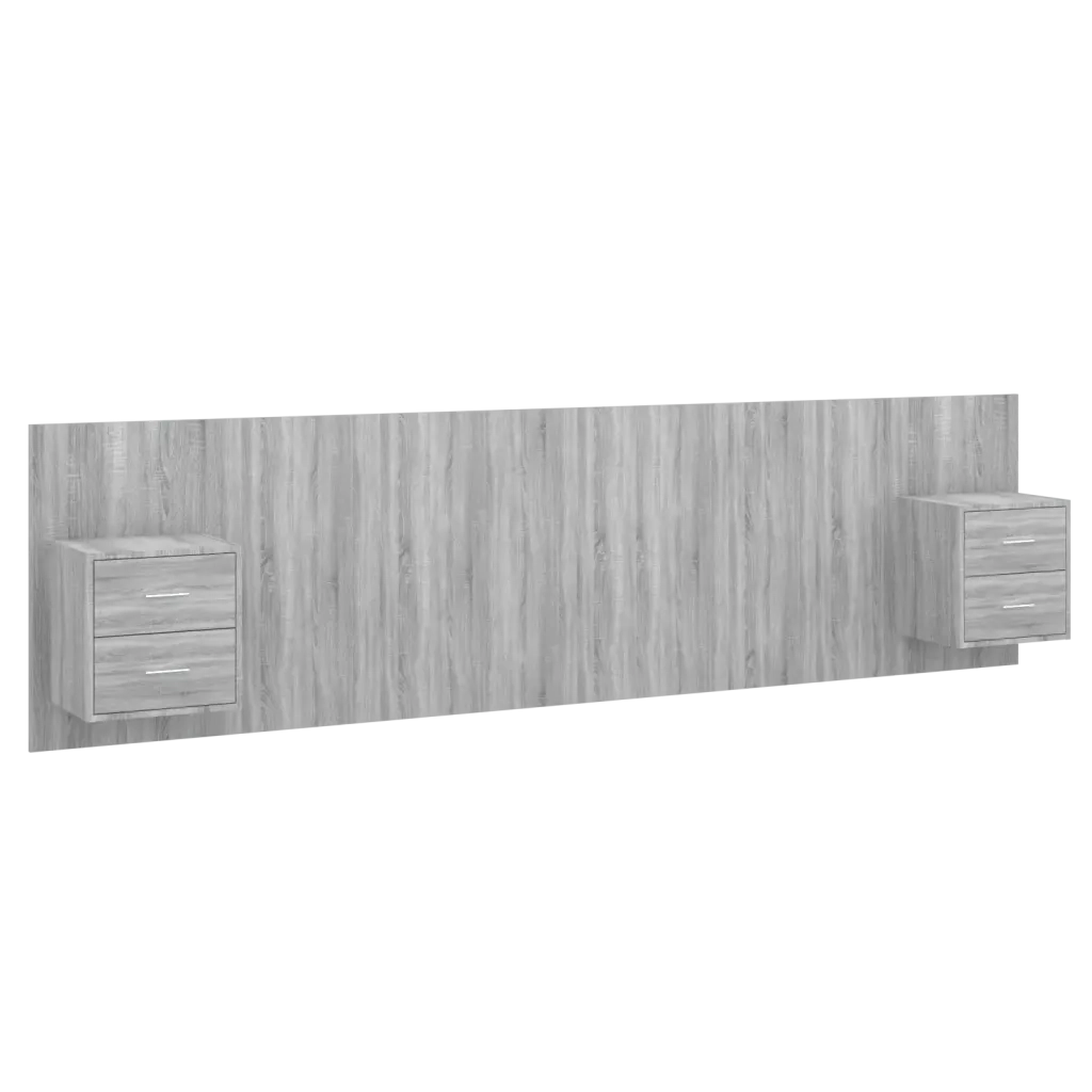 Testiera Letto-Testata-Testiera Decorativa con Armadietti Legno Multistrato Grigio Sonoma