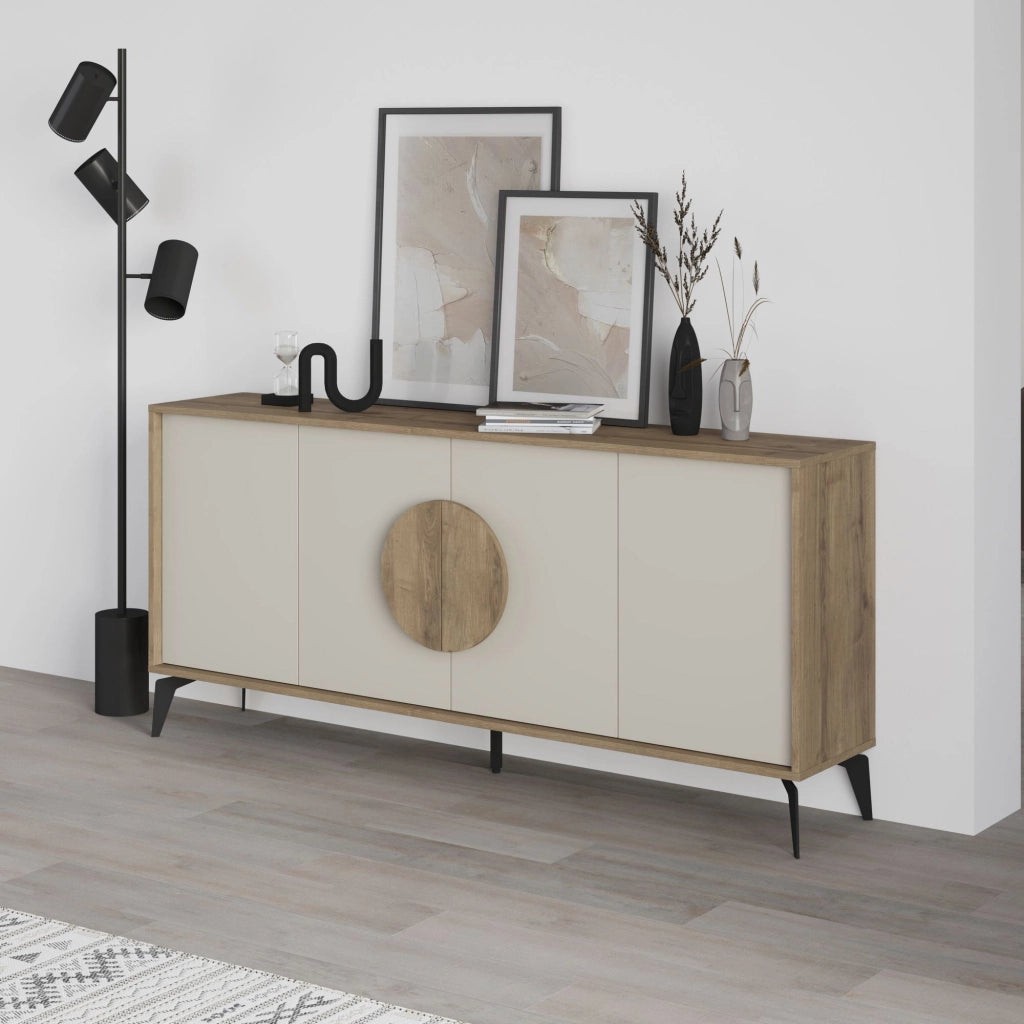 Credenza in legno "Gora Wide" - 180 x 36 x 82 cm - Crema