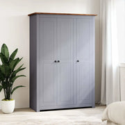 Armadio a 3 Ante Grigio 118x50x171,5cm in Pino Panama Range