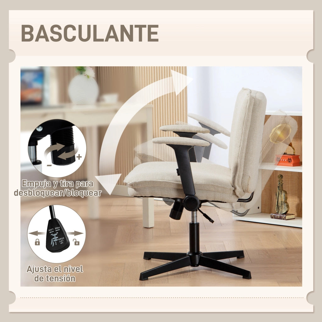 Sedia da ufficio con braccioli e schienale ¨C zephmum ¨C crema 50x50x120