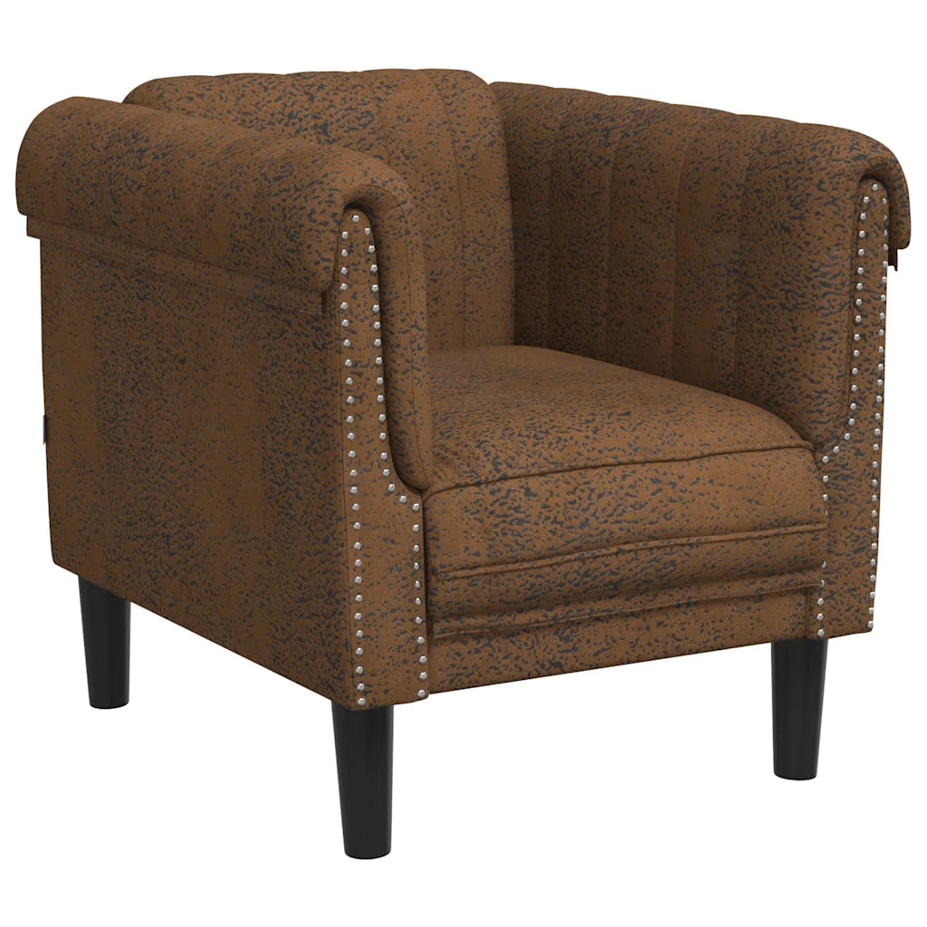 Poltrona-Divano Sedia-Poltroncina Marrone in Similpelle Scamosciata 462850