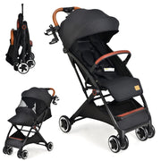 Passeggino leggero per bambini con capottina reclinabil schienale regolabile, Passeggino da viaggioe pieghevole Nero-Passeggini per bimbi