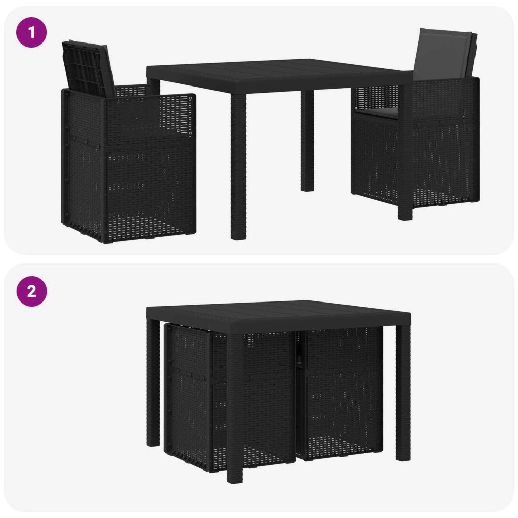 Set da Pranzo per Giardino con cuscino 3 pcs Antracite PP