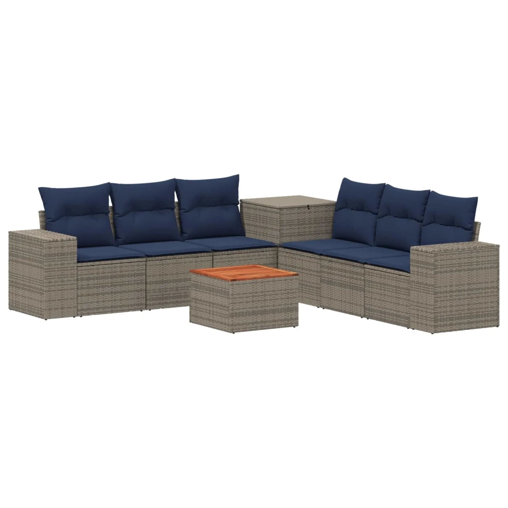 Set di divani 8 pz Grigio e Blu Navy Rattan sintetico e Acciaio 3448497