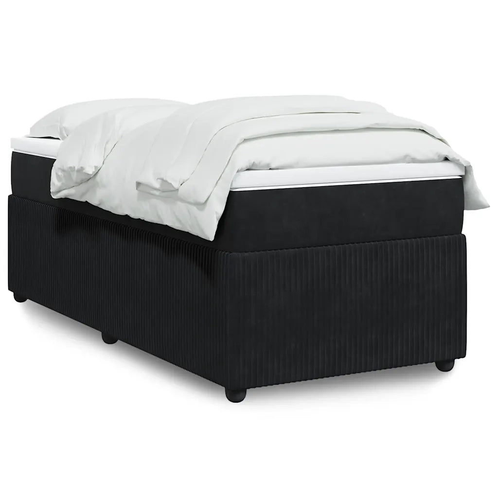 vidaXL Giroletto a Molle con Materasso Nero 90x190 cm in Velluto