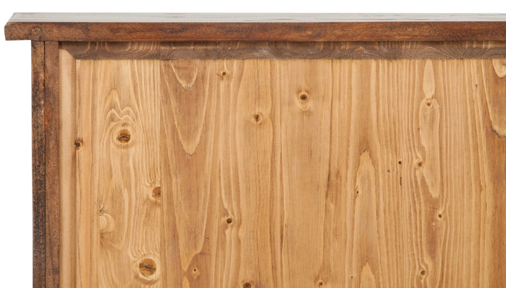 Biscottini Vetrina Credenza Country in legno massello di tiglio finitura noce L68xPR25xH130 cm. Made in Italy