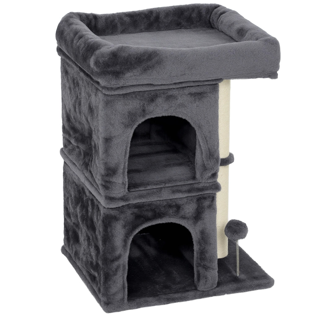 Torre per Gatti con 2 Casette e Lettino ¨C Zephmum ¨C Grigio Scuro
