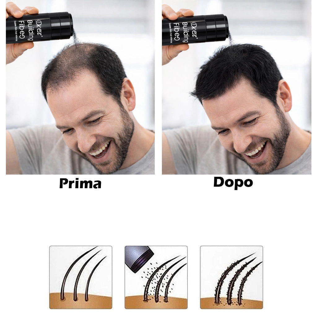Fibre Capelli x 2 Barattoli Volumizzante Polvere per capelli Correttore Nero 27g
