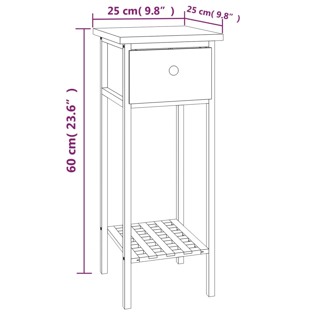 Tavolino con Cassetto 25x25x60 cm Legno Massello di Noce 350343