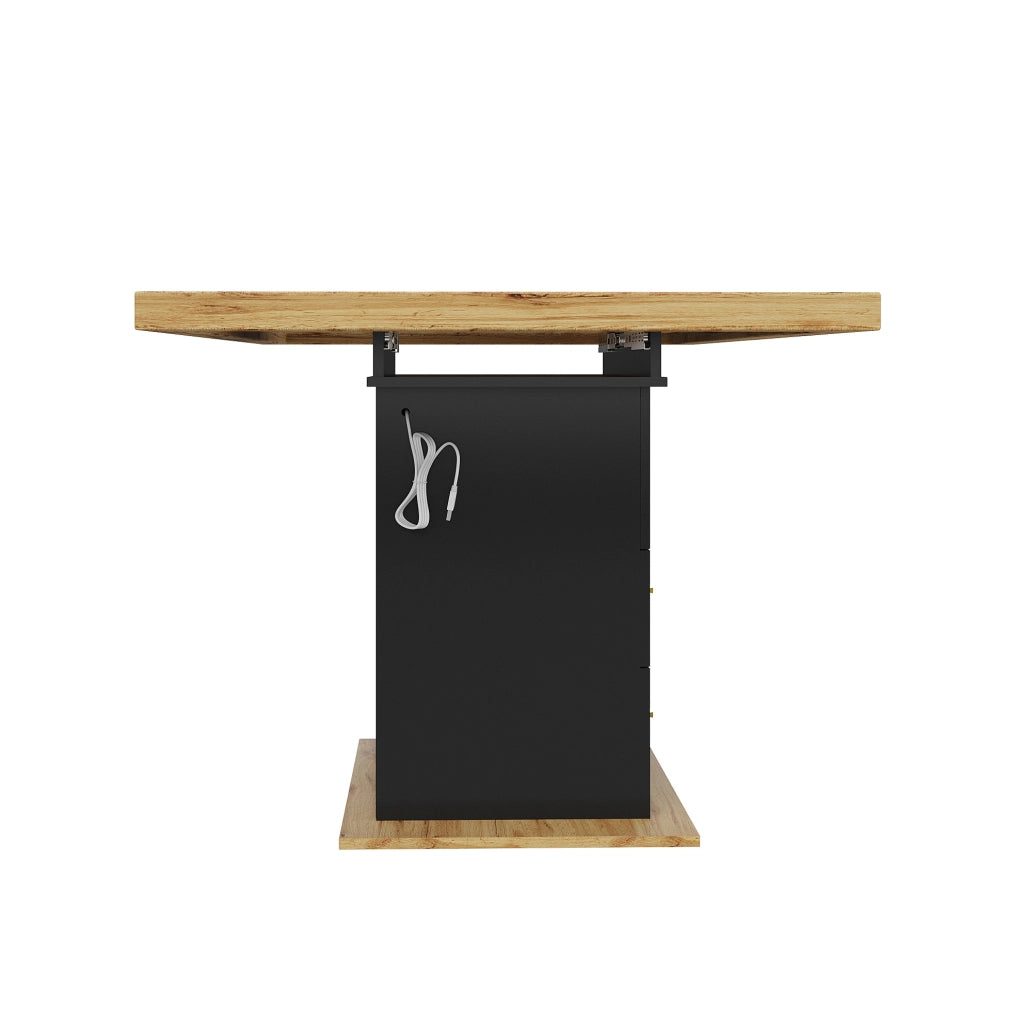 Tavolo da pranzo allungabile 110x80x75 cm con LED in MDF e metallo naturale