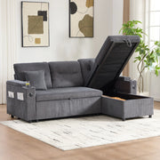 DIVANO 3 POSTI CON CHAISE LONGUE E LETTO ESTRAIBILE 212.5x136x86 cm GRIGIO