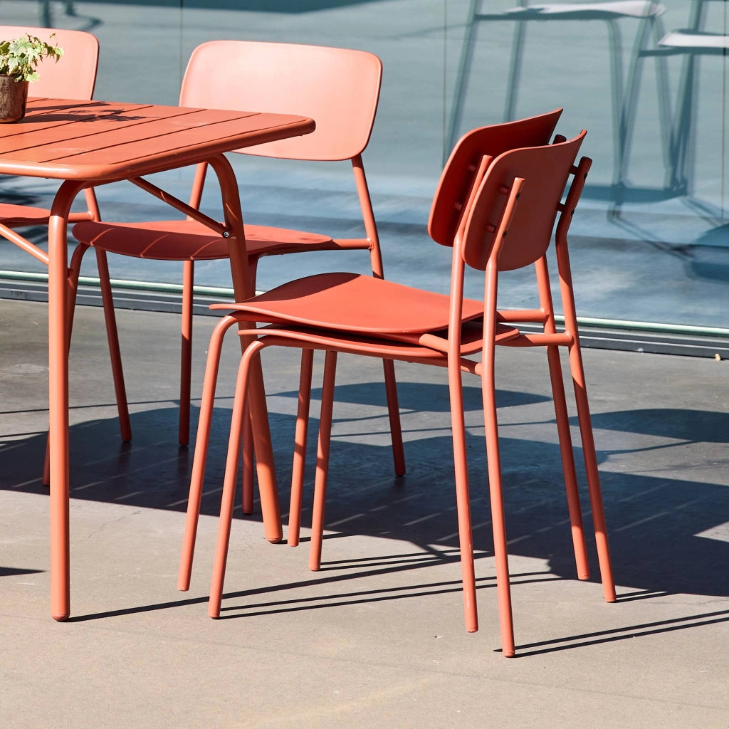 Set tavolo da giardino in metallo con 4 sedie, terracotta