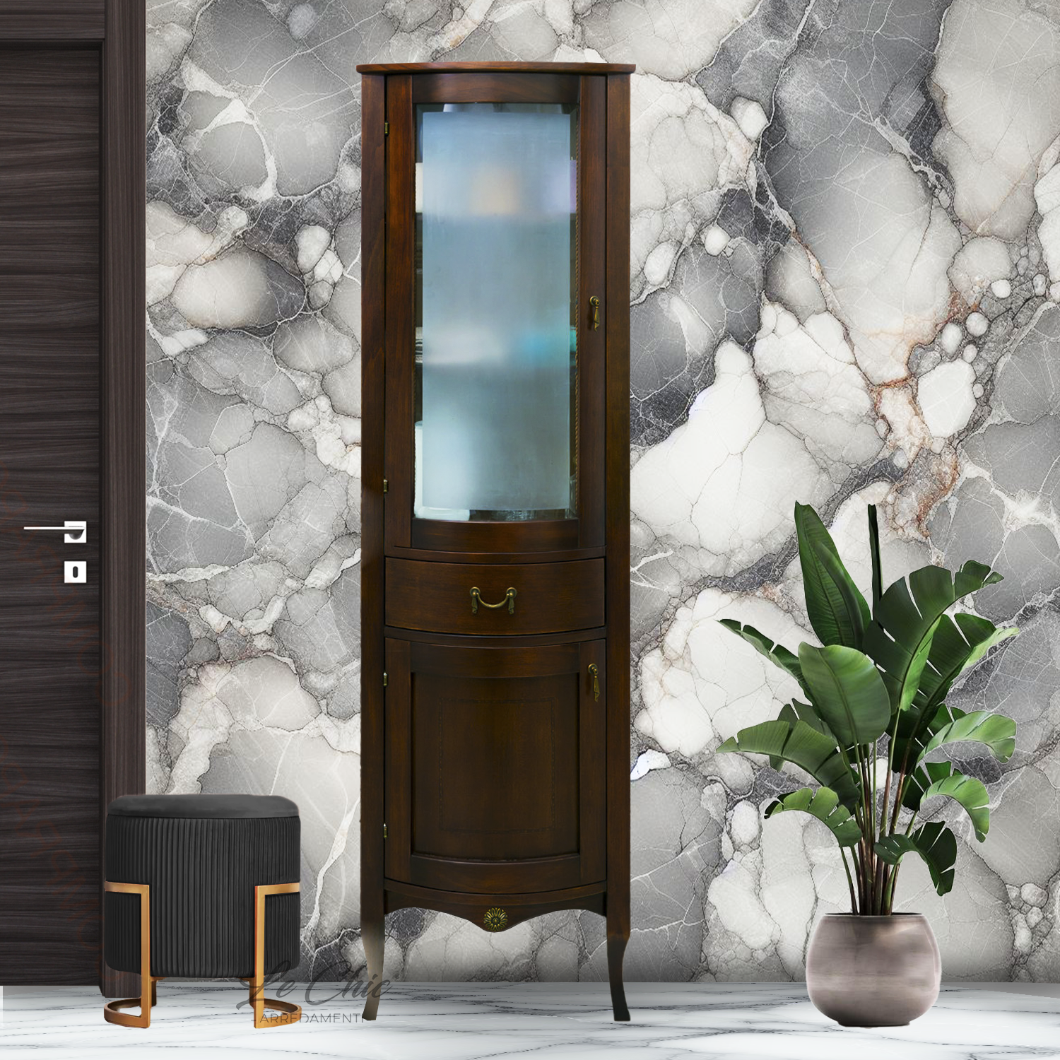 Colonna London classica color noce in legno massiccio