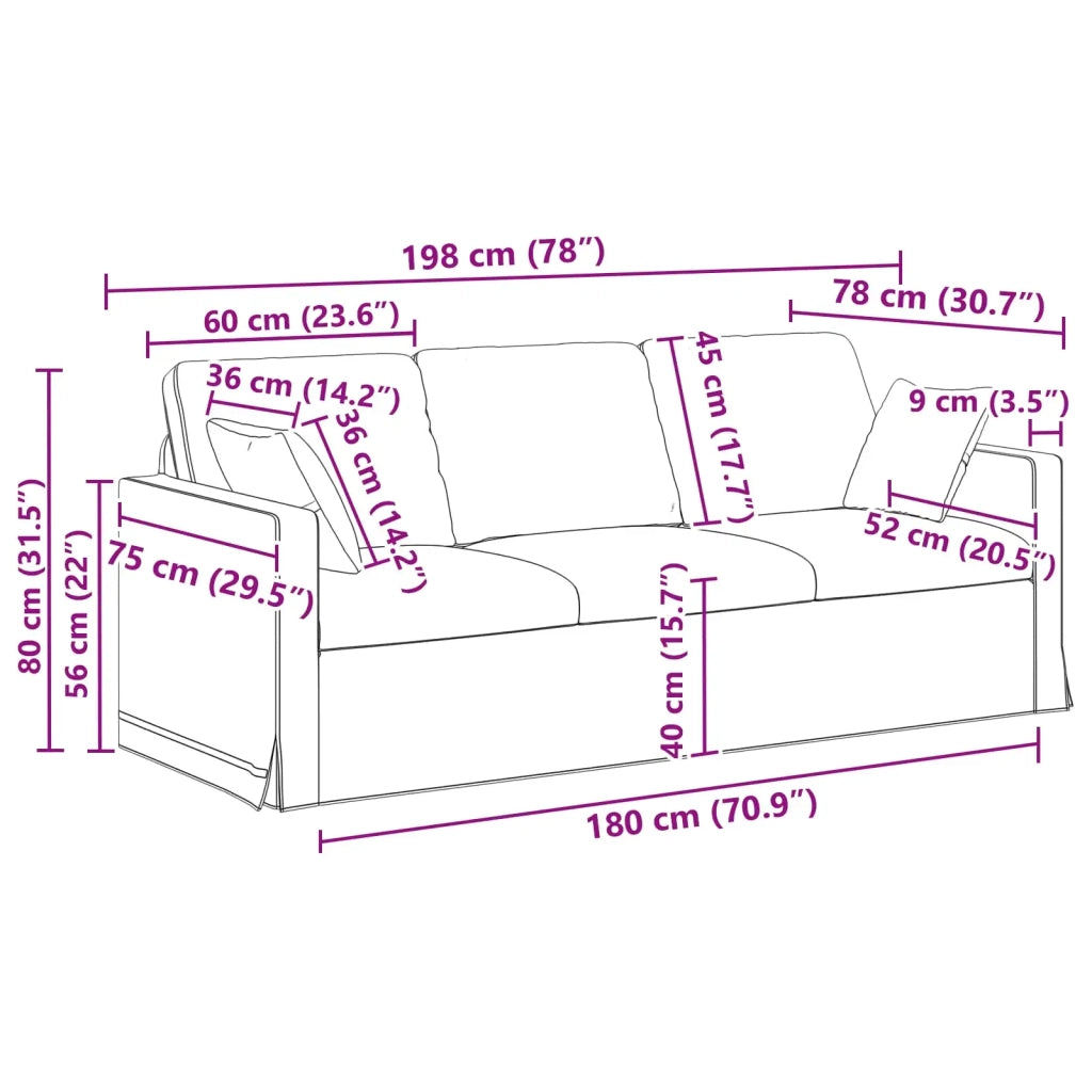 Set di divani 2 pcs Rosa 198 x 78 x 80 cm Velluto 3407599