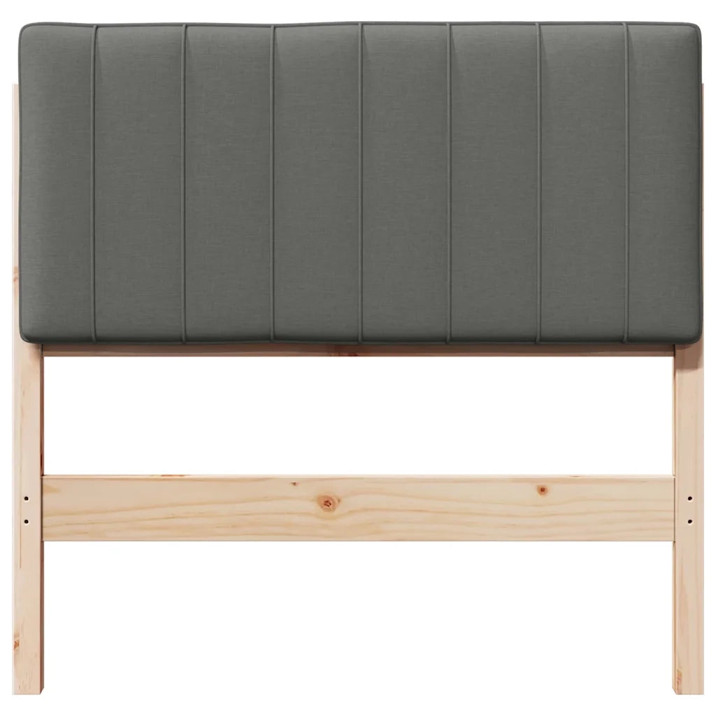 Testiera imbottita Marrone e Grigio Chiaro 90 cm Pino massello 880198