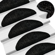 Tappetini per scale 15 pz 56x17x3 cm Nero Semicircolari 133893