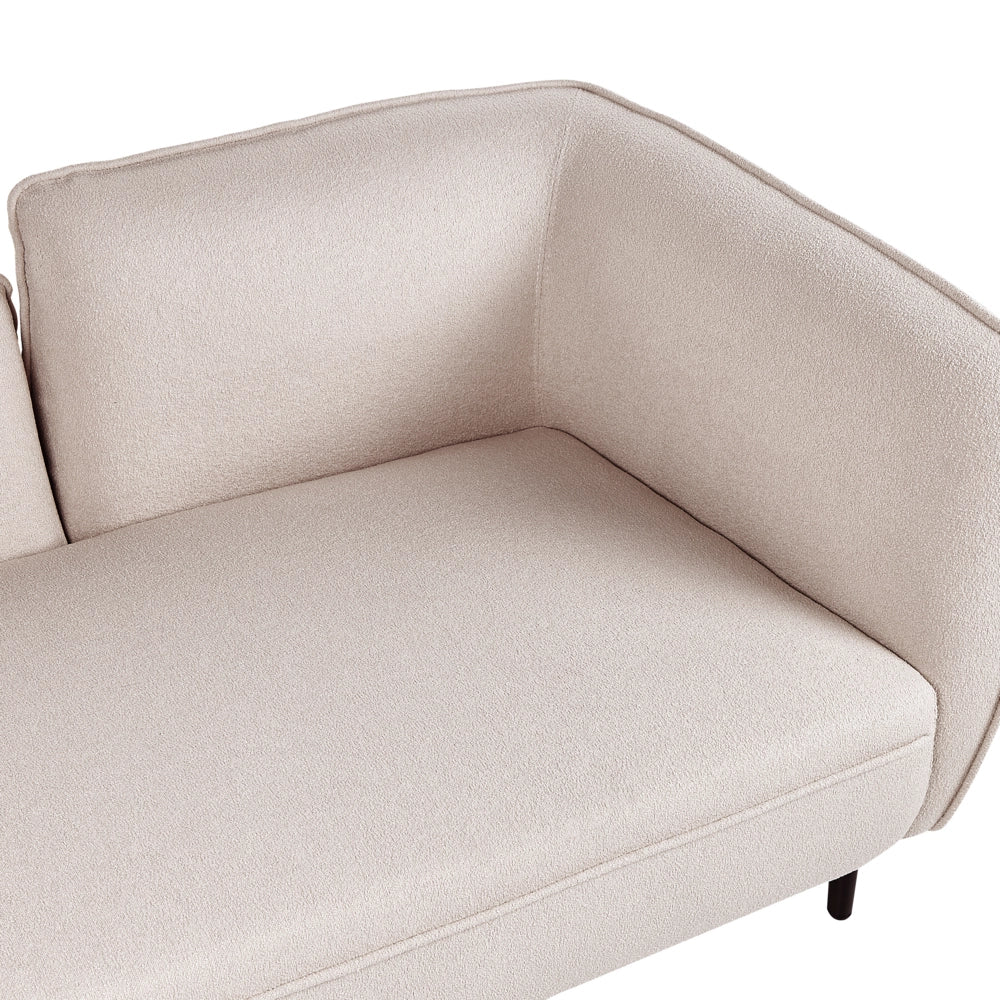 Chaise longue Destra in poliestere beige chiaro con cuscino e gambe metallo da salotto