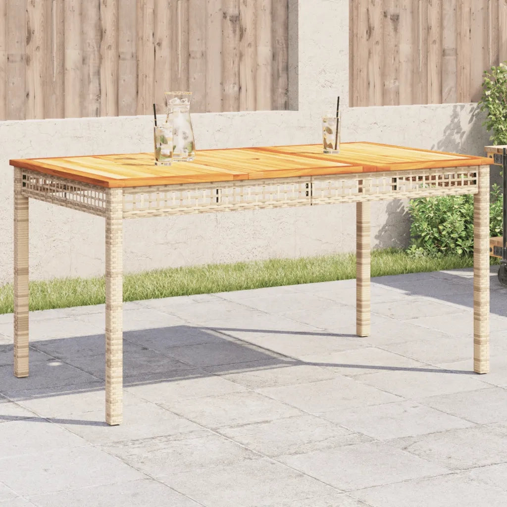 Tavolo da Giardino | Tavolino da esterno Beige 140x80x75 cm Polyrattan e Legno Acacia