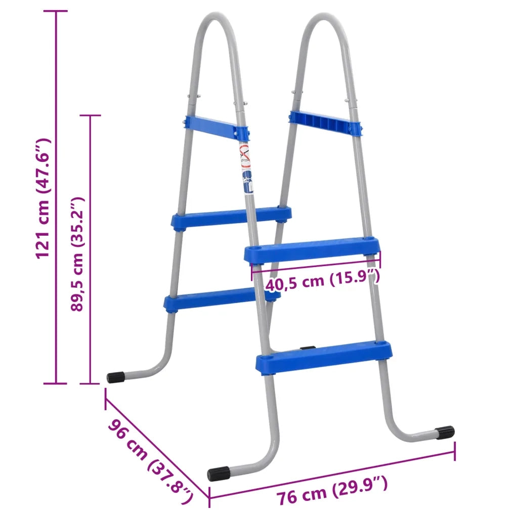 Scaletta per Piscina Fuori Terra 84 cm in Acciaio e Plastica CFW7970027