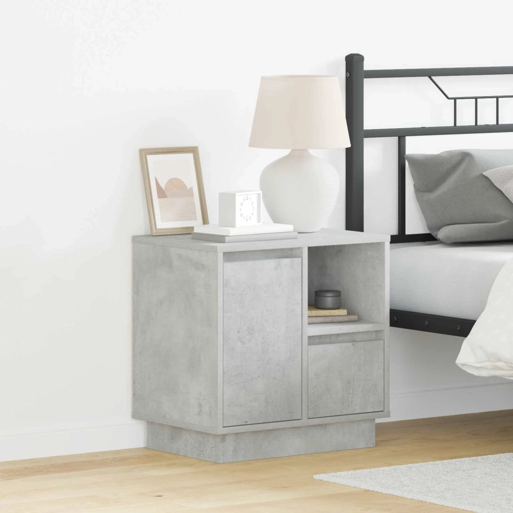 Comodino | Armadio da Notte | Mobiletto da notte con cassetto Grigio cemento 50 x 34,5 x 50 cm.