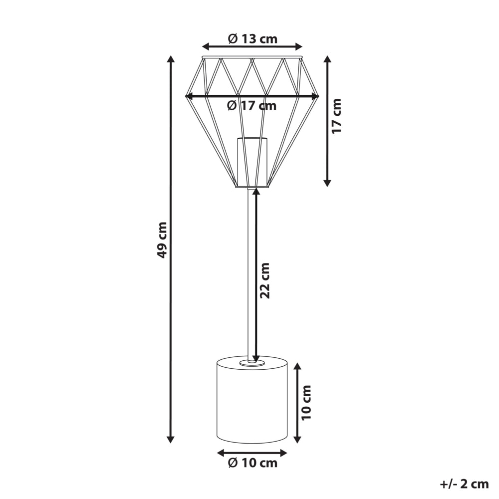 Lampada da Tavolo Comodino Luce Ottone Metallo Diamante Gabbia Paralume Base Rotonda Effetto Marmo Alto