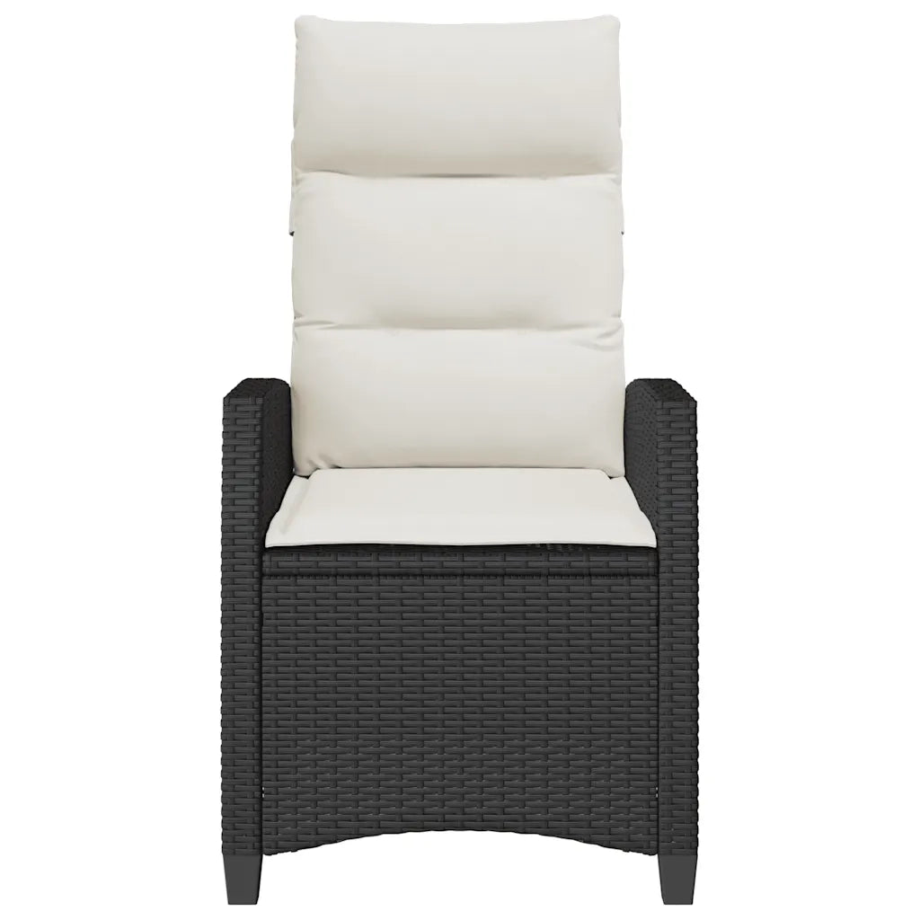 Sedia Reclinabile da Giardino con Tavolino Nera Polyrattan 4108270