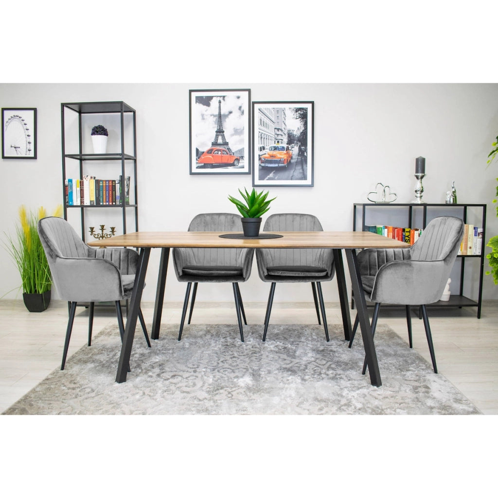 Poltroncina Lugo in Velluto Grigio Argento con Gambe Nere