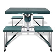 Set Tavolo da Campeggio con 4 Sedie in Alluminio Leggero Verde 41456