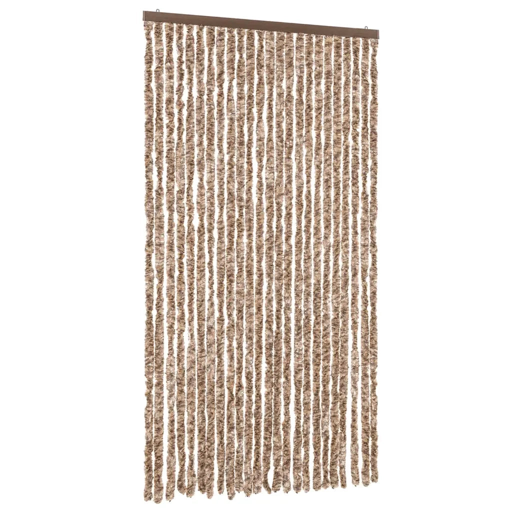 Tenda Antimosche-Zanzariera Beige e Marrone Scuro 100x200 cm in Ciniglia