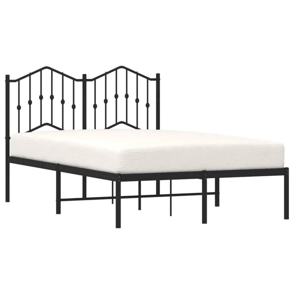 Letto matrimoniale | Letto per adulti | Giroletto con Testiera in Metallo Nero 120x190 cm