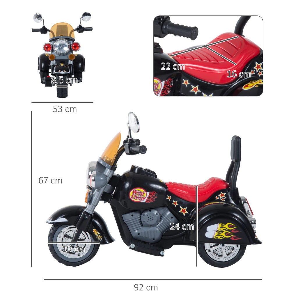 EasyComfort Mini Moto Elettrica per Bambini da 37-72 Mesi 3 Ruote Batteria 6V PP Ferro, Velocità 2.5KM/h, 92×53×67cm