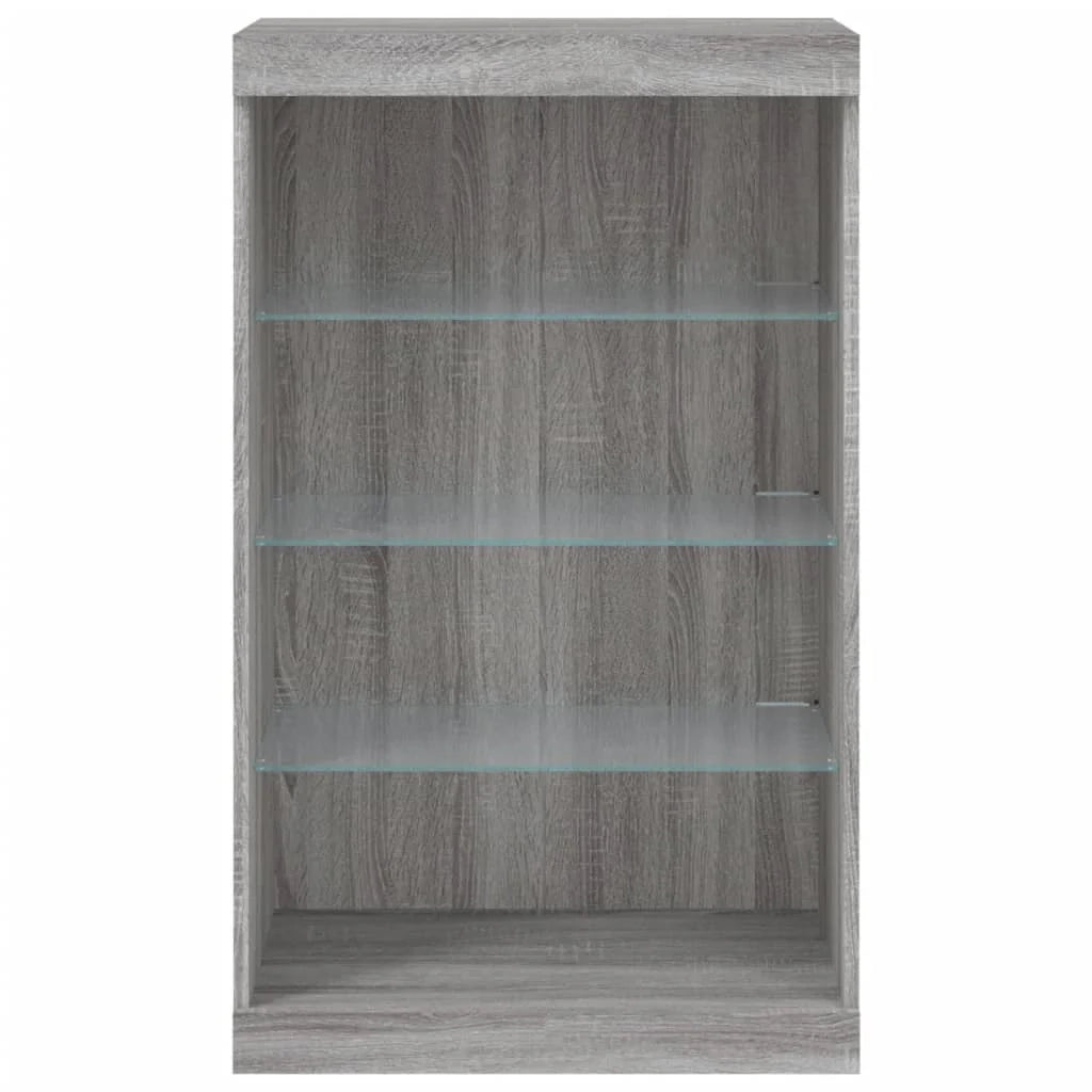 Buffet credenza cassettiera armadio mobile contenitore organizer per cucina soggiorno salotto con luci LED Sonoma 60,5 x 37 x 100 cm grigio 02_0030077