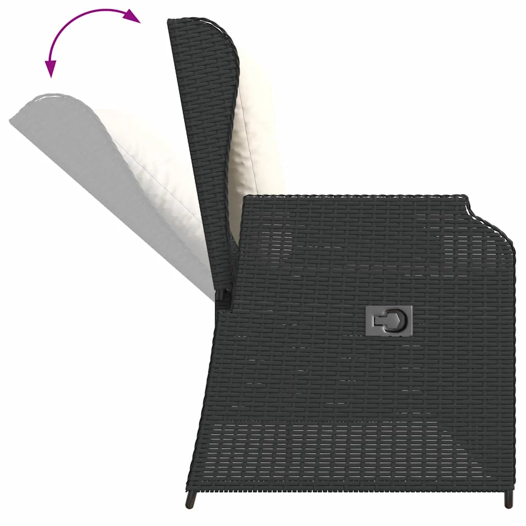 vidaXL Panchina da giardino con cuscino Nero Poly Rattan