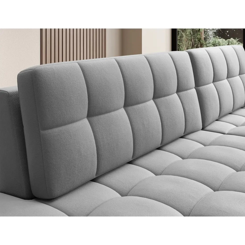 Divano angolare trasformabile CUBITO grigio 240 cm con contenitore e letto